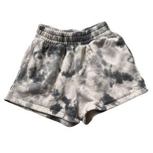 Hollister Gray and White Athletic Shorts with Tie-Dye Pattern